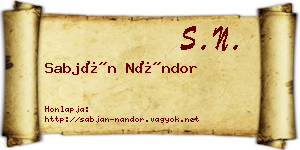 Sabján Nándor névjegykártya
