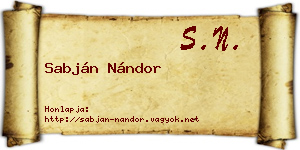Sabján Nándor névjegykártya
