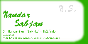 nandor sabjan business card